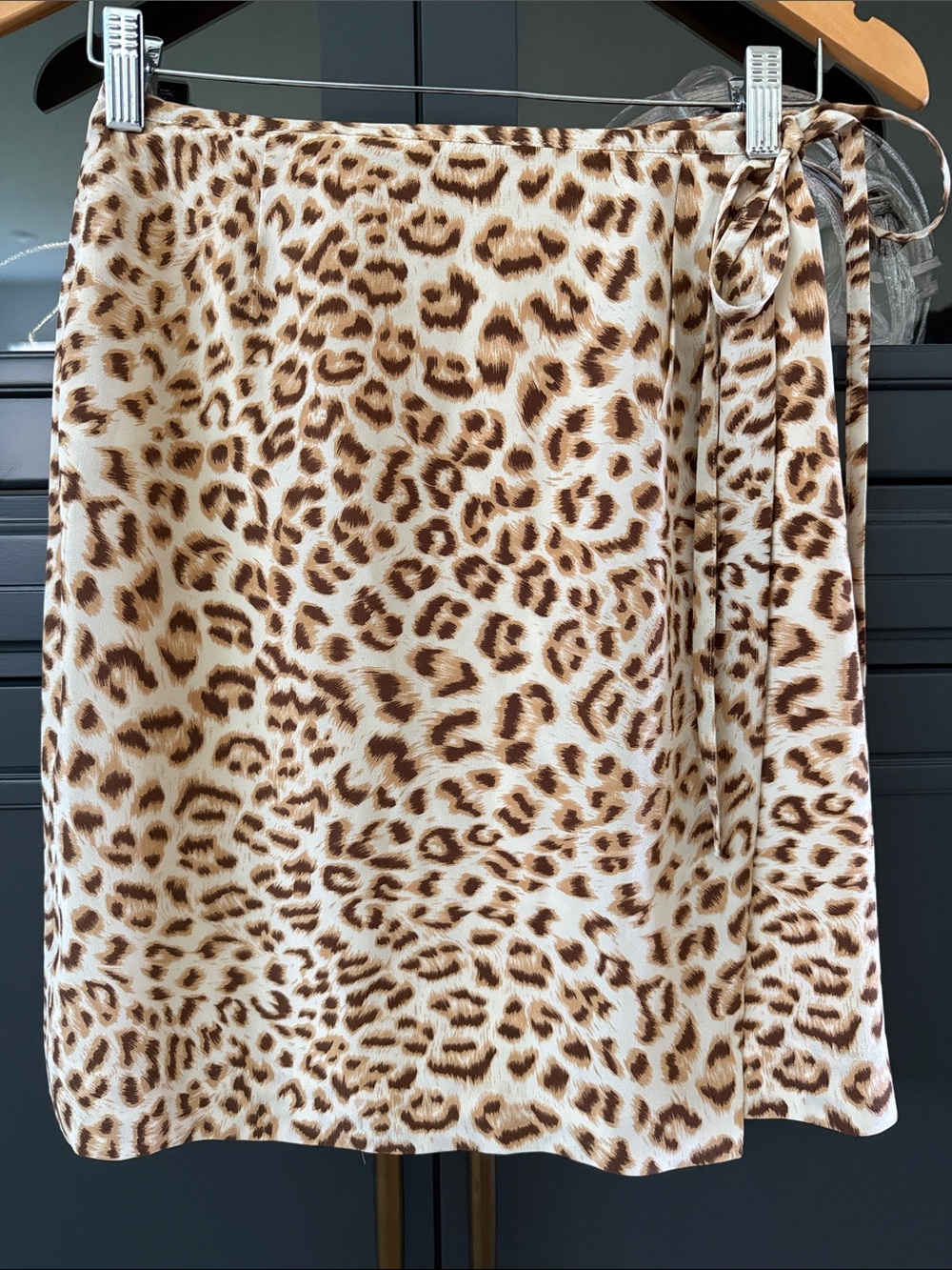 Escada Leopard Print Wrap Skirt in Cream and Brown